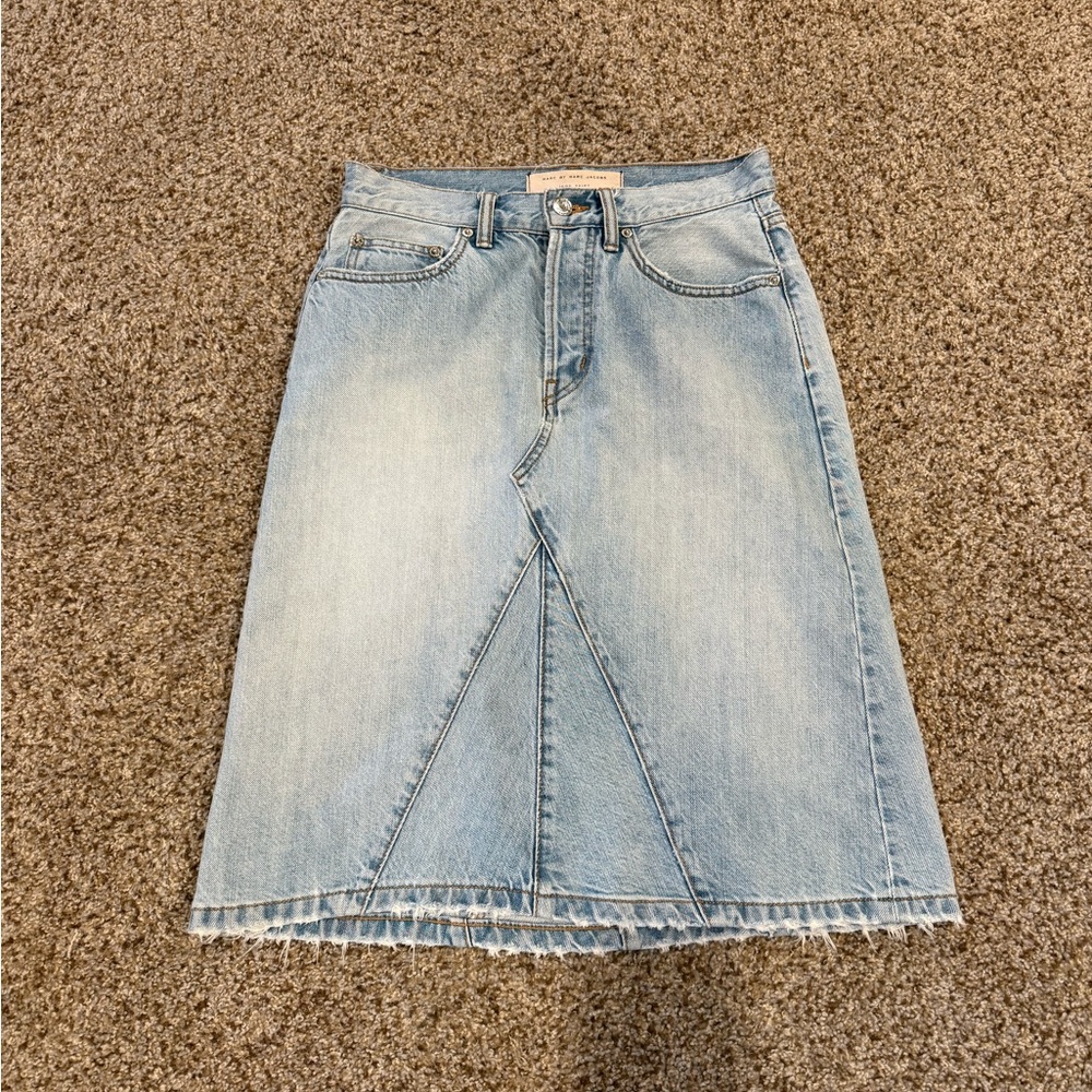 Marc By Marc Jacobs Light Blue Denim Midi Icon Skirt